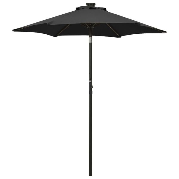 vidaXL Záhradný slnečník s LED, čierny 200x211 cm, hliník
