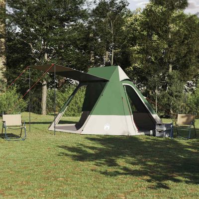 vidaXL Kempingový stan so strechou Zelená 482 x 360 x 227 cm taft
