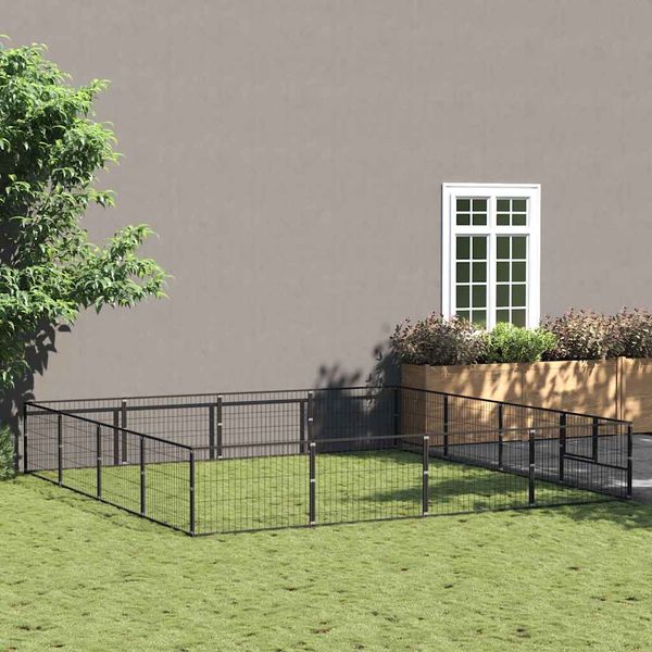 vidaXL Koterec pre psy čierny 16 m² oceľ