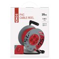 Predlžovací kábel EMOS P194253 na bubne 25m / 4 zás. / s vypínačom / červený / PVC / 230V / 1,5 mm2
