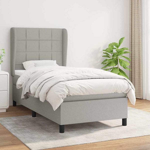 vidaXL Posteľný rám boxsping s matracom bledosivý 80x200 cm látka
