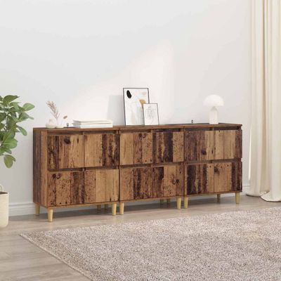 vidaXL Komody 3 pcs Staré drevo 60 x 35 x 70 cm Kompozitné drevo
