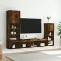 vidaXL 4-dielne TV nástenné skrinky s LED dymový dub kompozitné drevo