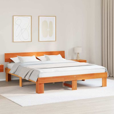 vidaXL Rám postele Včelí hnedý 200 x 200 cm Masívne borovicové drevo