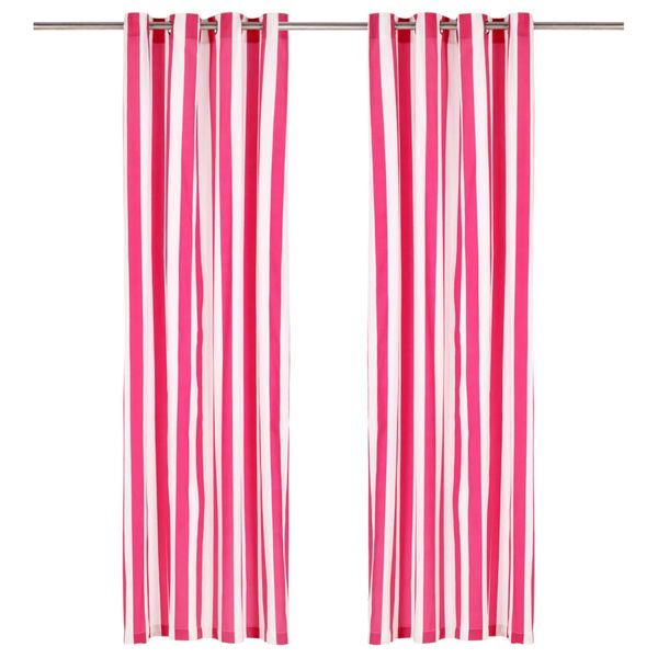 vidaXL Závesy s kovovými očkami 2 ks látka 140x175 cm ružové prúžky