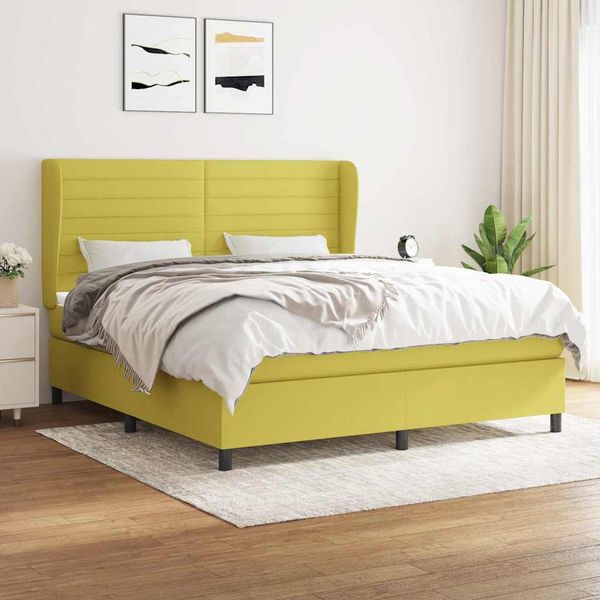vidaXL Boxspring posteľ s matracom zelená 180x200 cm látka