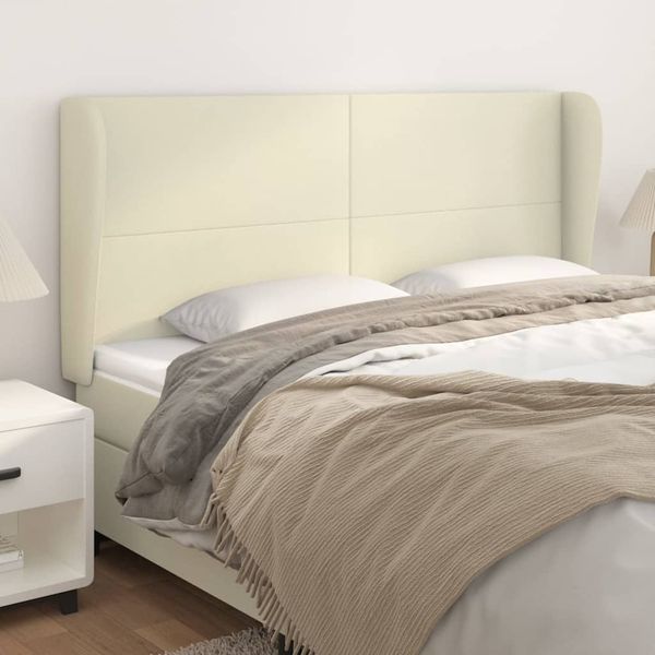 vidaXL Čelo postele so záhybmi krémové 183x23x118/128 cm umelá koža
