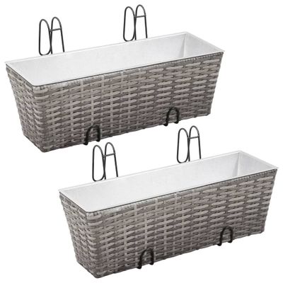 vidaXL Vyvýšené záhony na balkón 2 ks, 50 cm, sivé, polyratan