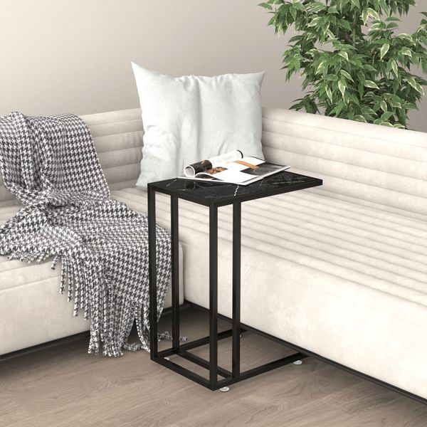 vidaXL Počítačový stolík čierny mramor 50x35x65 cm tvrdené sklo
