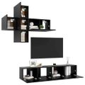 vidaXL 7-dielna súprava TV skriniek čierna drevotrieska