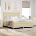 vidaXL Posteľ s pružinovým rámom s matracmi Krémová 180 x 200 cm látka