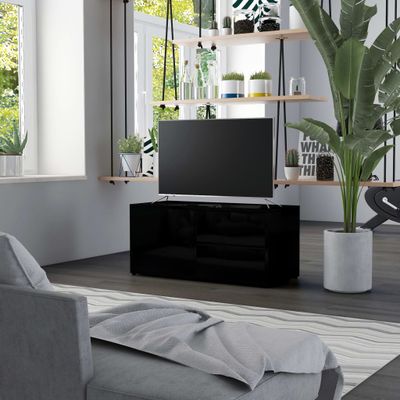 vidaXL TV skrinka, lesklá čierna 80x34x36 cm, drevotrieska