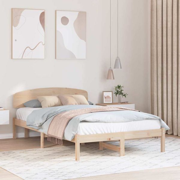 vidaXL Rám postele Prírodná 120 x 200 cm Masívne borovicové drevo