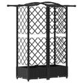 vidaXL Vyvýšený záhon s mriežkou a strechou Čierna 124 x 40 x 123 cm