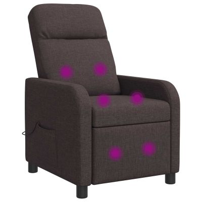 vidaXL Masážne relaxačné kreslo Tmavohnedá Látka