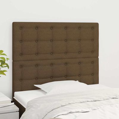 vidaXL Čelo postele tmavohnedé 100x5x118/128 cm látkové