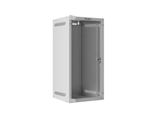 LANBERG RACKOVÁ SKRIŇA 10'' NÁSTENNÁ 12U/280X310 (FLAT PACK) S PRESKLENÝMI DVERAMI ŠEDÁ