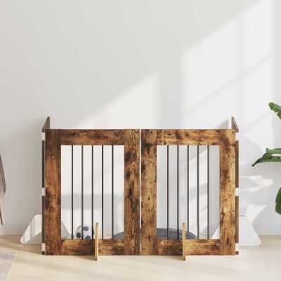 vidaXL Brána pre psov so stojanmi 4 pcs Dymový dub 60 x 80 cm