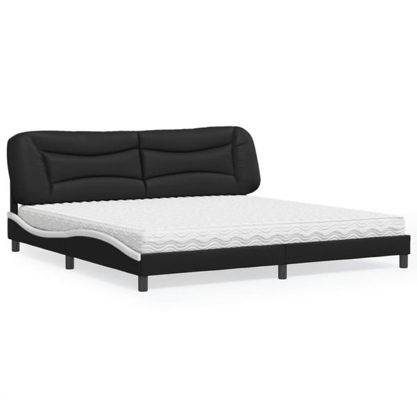 vidaXL Posteľ s matracom Hvar čierno-biela 200x200 cm umelá koža