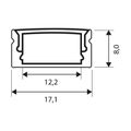 Hliníkový profil Solight WM905-1 na LED pásku, 17x8 mm, 1 m, mliečny difuzor