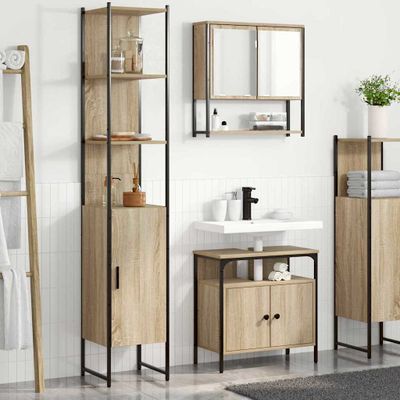 vidaXL Sada kúpeľňového nábytku 3 pcs Sonoma dub Kompozitné drevo