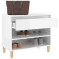vidaXL Botník lesklý biely 70x36x60 cm spracované drevo