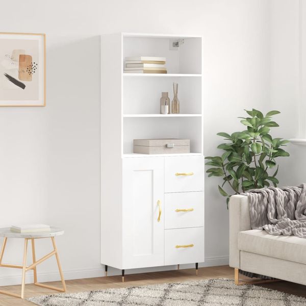 vidaXL Vysoká skrinka biela 69,5x34x180 cm spracované drevo