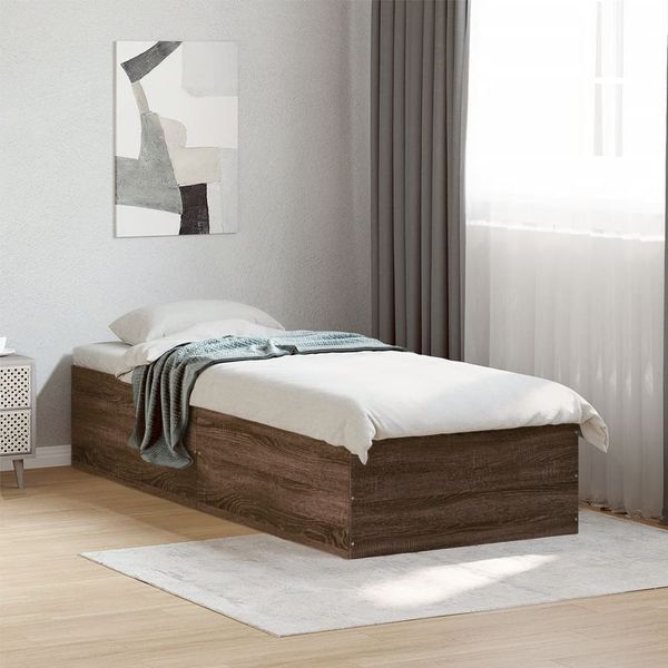 vidaXL Posteľný rám hnedý dub 100x200 cm kompozitné masív