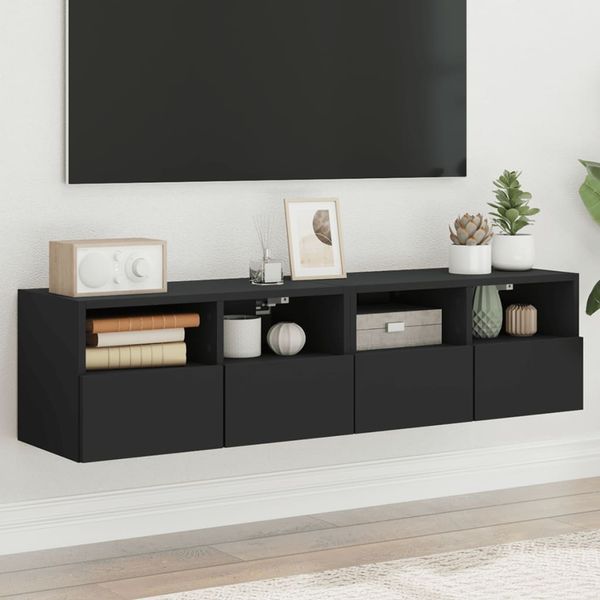 vidaXL TV nástenné skrinky 2 ks čierne 60x30x30 cm kompozitné drevo