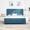 vidaXL Posteľ s pružinovým rámom Tmavomodrá 200 x 180 cm Zamat