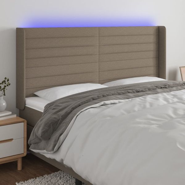 vidaXL Čelo postele s LED sivohnedé 183x16x118/128 cm látka