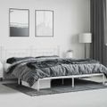 vidaXL Kovový rám postele s čelom biely 200x200 cm