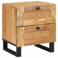 vidaXL Nočný stolík 2 ks Prírodná 40 x 33 x 46 cm Masívne mango drevo