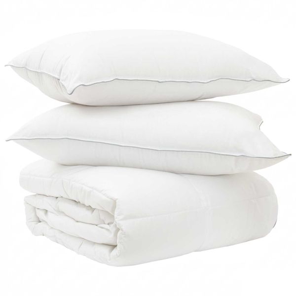 vidaXL Súprava paplónu a vankúša 3 ks 260 x 220 cm Zima 700 g/ks Biela