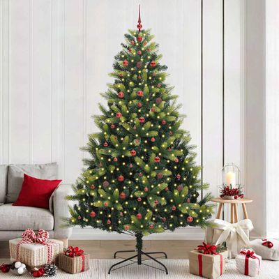 vidaXL Umelý skladací vianočný stromček 300 LED diód Zelená 240 cm
