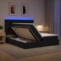vidaXL LED úložná posteľ s matracom Čierna 180 x 200 cm Látka