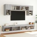 vidaXL 6-dielne TV nástenné skrinky s LED sivé sonoma kompozitné drevo