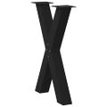 vidaXL Nohy k jedálenskému stolu v tvare X, 2 ks, čierne, 60 x (72-73) cm, oceľové