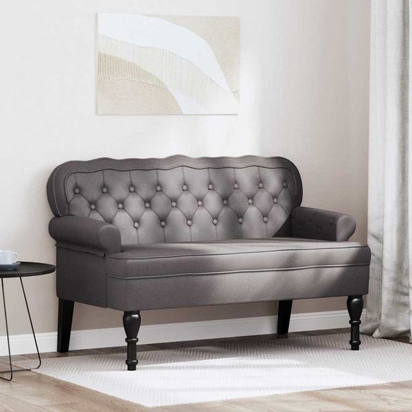vidaXL Chesterfield lavica Sivá 119,5 x 64,5 x 75 cm Umelá koža