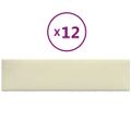 vidaXL Nástenné panely 12 ks krémové 60x15 cm umelá koža 1,08 m²