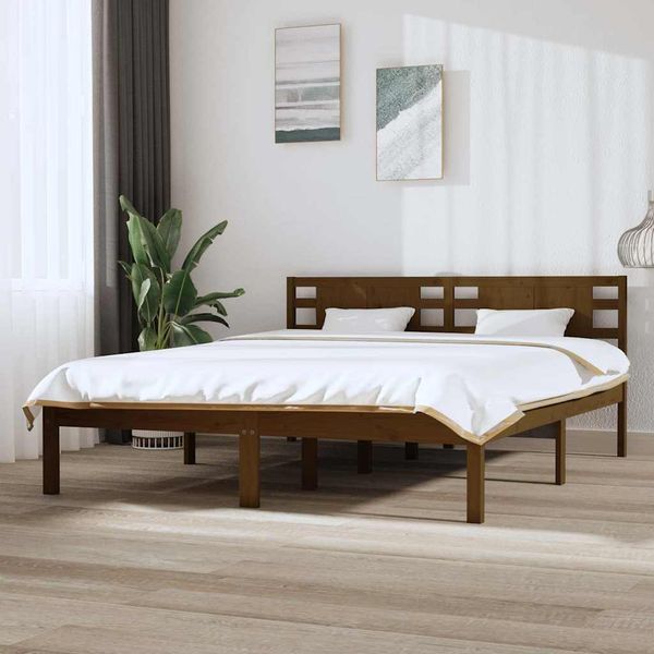 vidaXL Posteľný rám medovo-hnedý borovicový masív 160x200 cm