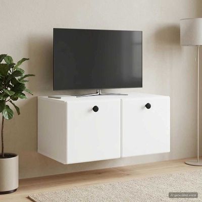 vidaXL Nástenná TV skrinka 59,5 x 41 x 30 cm Biela Kompozitné drevo