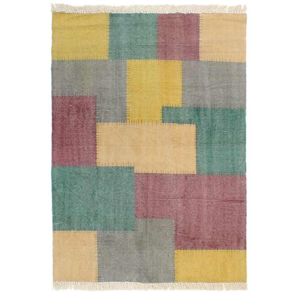 vidaXL Ručne tkaný koberec Kilim, bavlna 120x180 cm, potlač, farebný