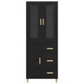 vidaXL Highboard Čierny dub 34,5 x 34 x 180 cm Kompozitné drevo