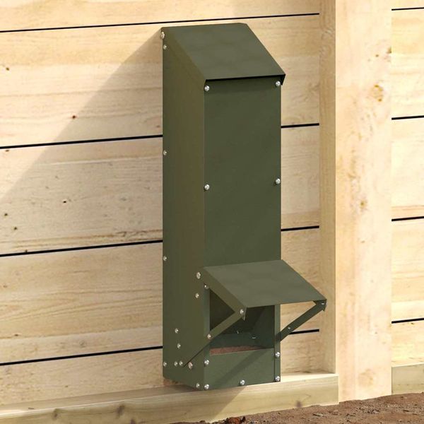 vidaXL Kŕmidlo pre kurčatá Olivová zelená 13 x 12 x 51 cm