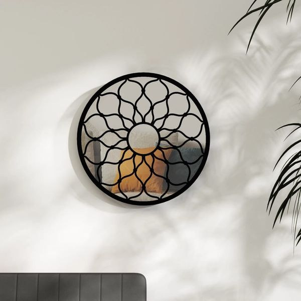 vidaXL Zrkadlo čierne 60x3 cm železo okrúhle interiérové