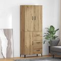 vidaXL Highboard Remeselný dub 69,5 x 34 x 180 cm Kompozitné drevo