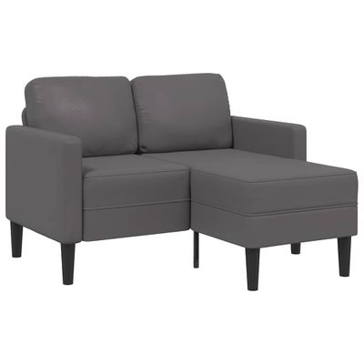 vidaXL 2-miestna pohovka s ležadlom v tvare L, sivá 125 cm, umelá koža