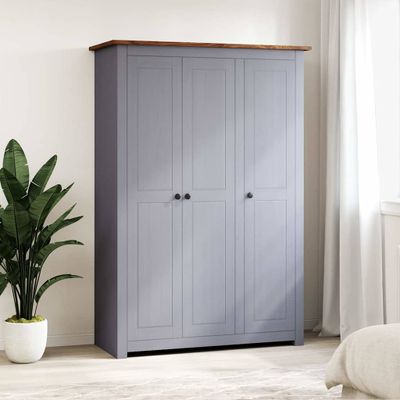 vidaXL 3-dverový šatník sivý 118x50x171,5 cm borovicové drevo Panama Range