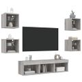 vidaXL 7-dielne TV nástenné skrinky s LED sivé sonoma kompozitné drevo